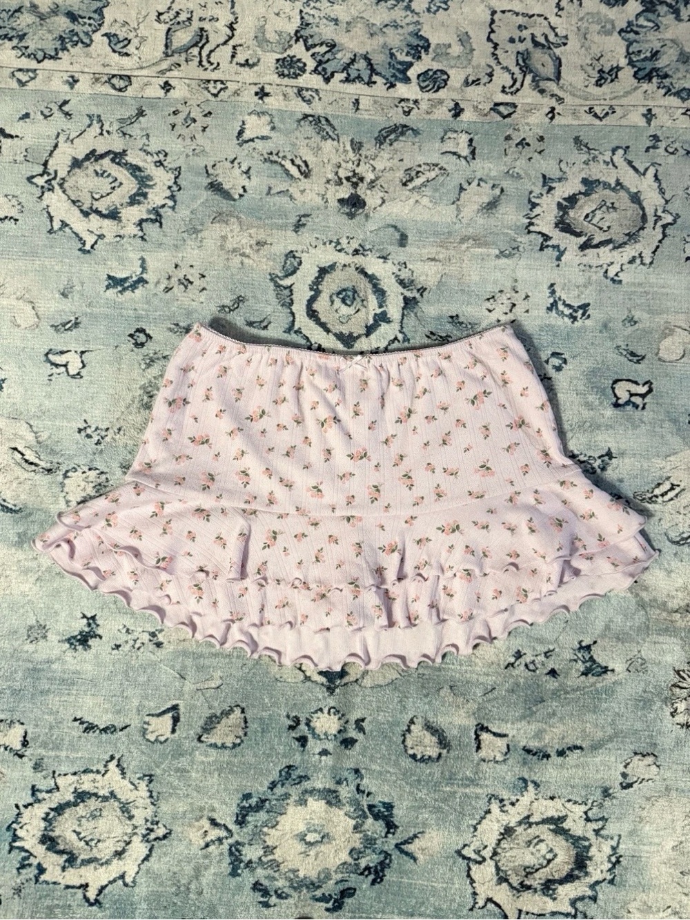 No Boundaries Light Pastel Pink Floral Ruffle Skirt with Shorts